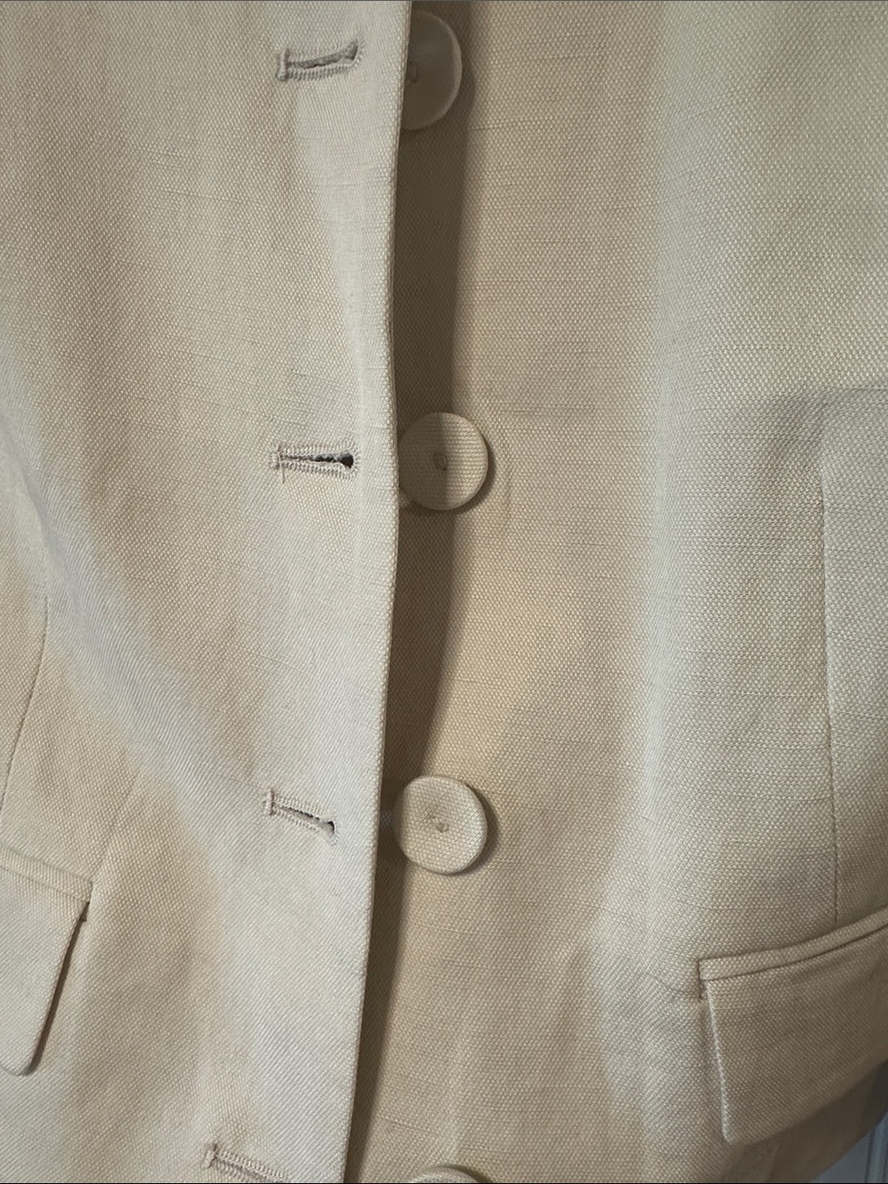 Mango Linen Cream Button-Front Jacket - Picture 4 of 7